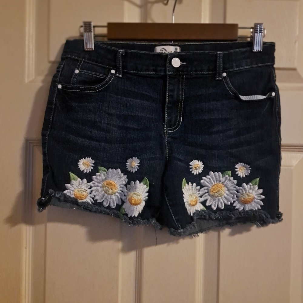Jordache denim jeans flower embroidery on legs girls size 18